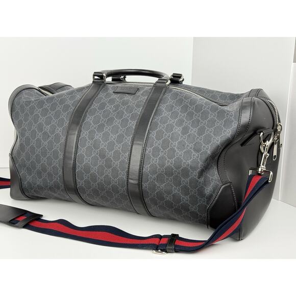 GUCCI Carry-On Large Soft GG Supreme Canvas Duffle Bag Black - Picture 1 of 12